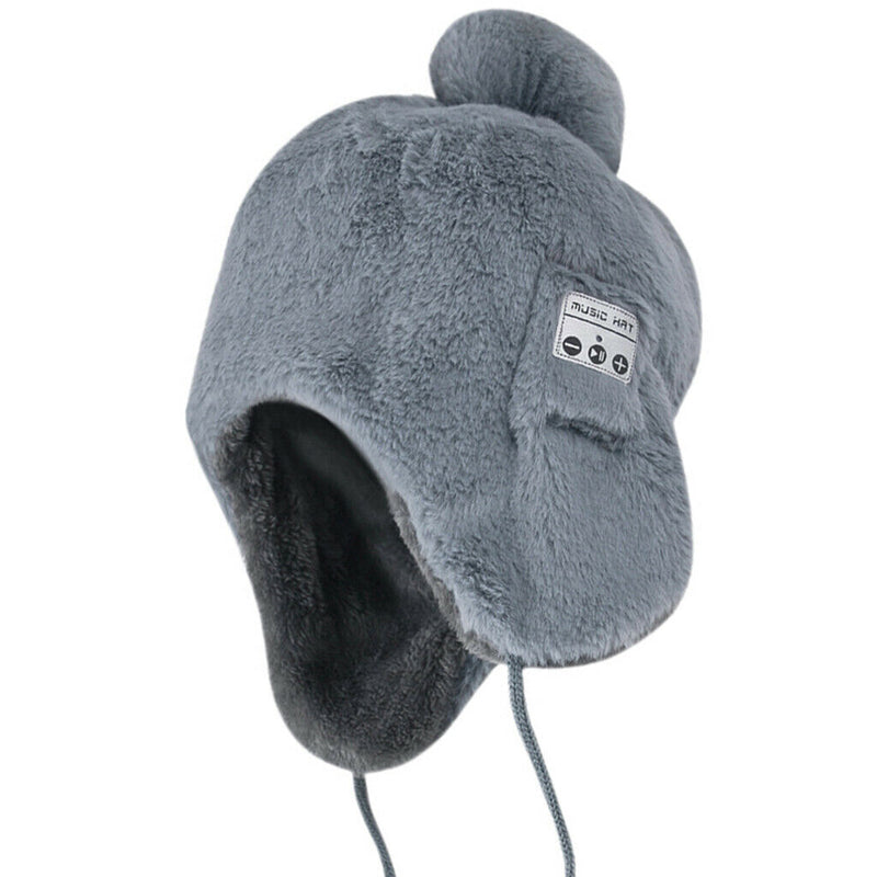 Bluetooth Headphones Beanie Hat Smart Wireless Headset Knit Smart Cap Gray