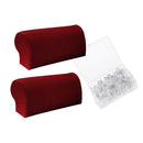 2Pcs Brown Elastic Sofa Armrest Covers Armchair Slipcovers &100Pcs Pins