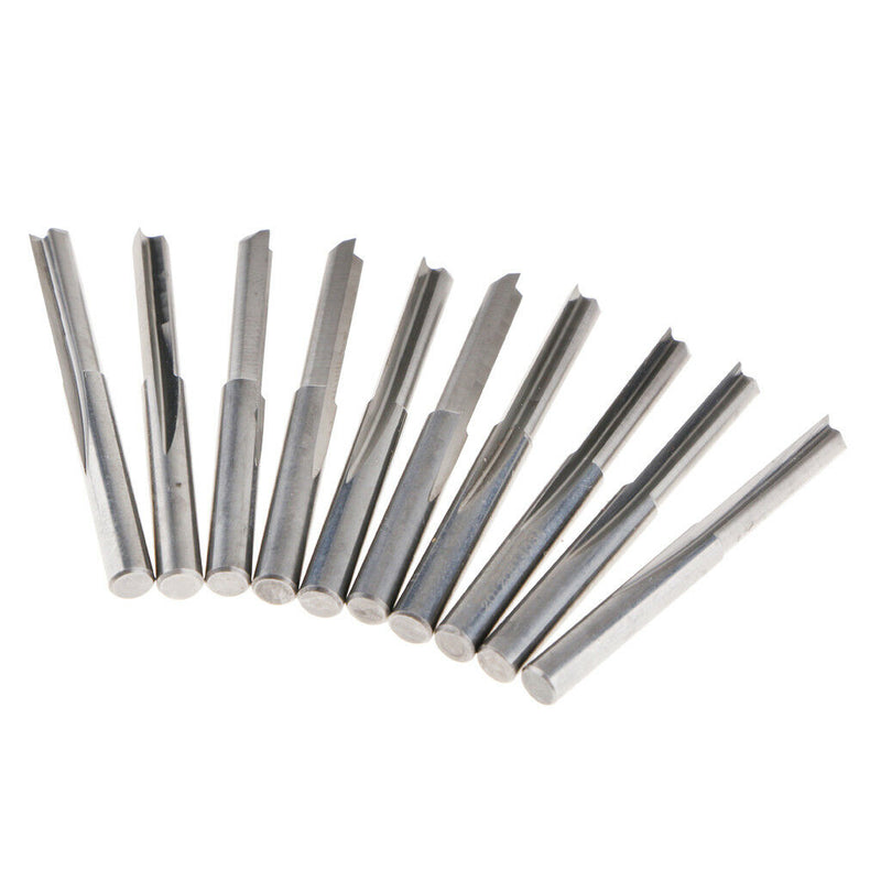 10Pcs Tungsten Carbide Straight Shank Dual Flute Router Bit Cutter 4 x 17mm