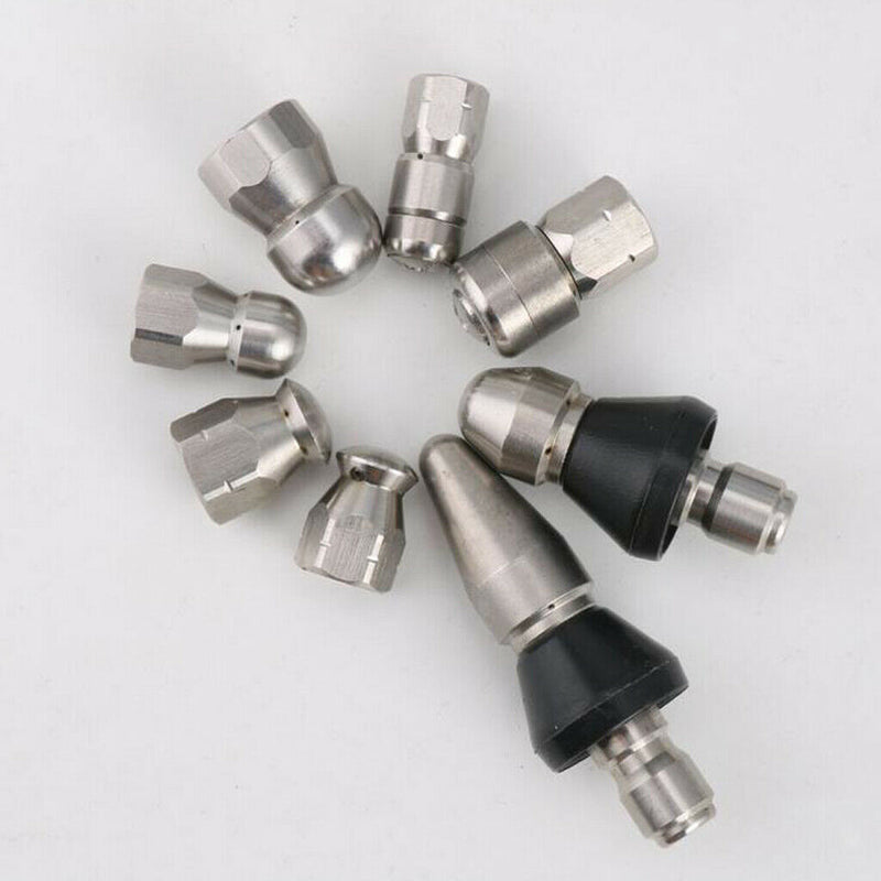 2Pcs 4000PSI Stainless Steel Sewer Jetter Nozzle, 3/8 inch Quick Connector,