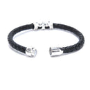 Fashion Men PU Leather Weave Stainless Steel Magnetic Clasp Bracelet JewelrySA3C