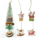 5pcs Wooden Santa Claus Snowman Pendents Christmas Tree Hanging Ornaments