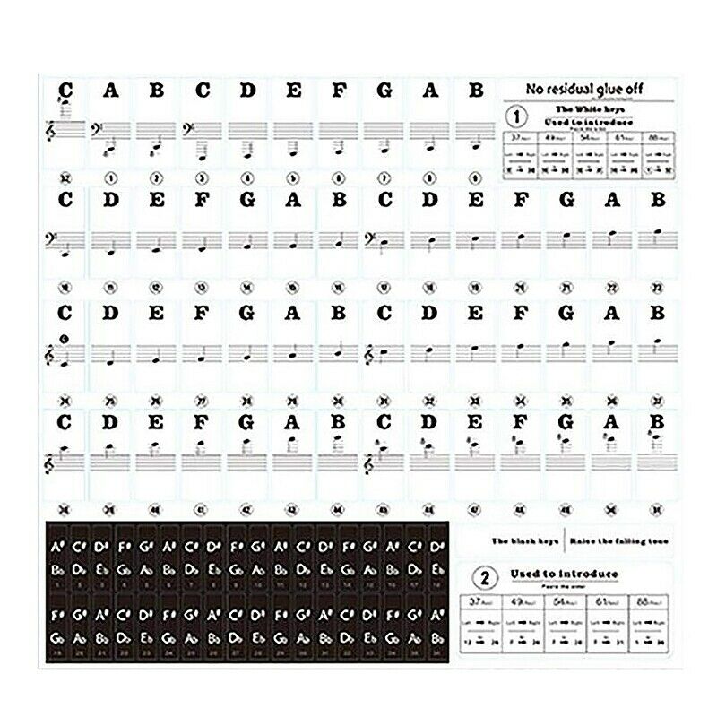 88 Keys 61 Keys 54 Keys Transparent Piano Keyboard Stickers Electronic Keyb