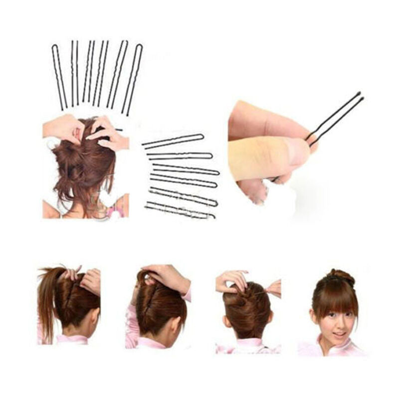 100Pcs Invisible Hair Clips Flat Top Bobby Pins Grips Salon Barrette Black Lots