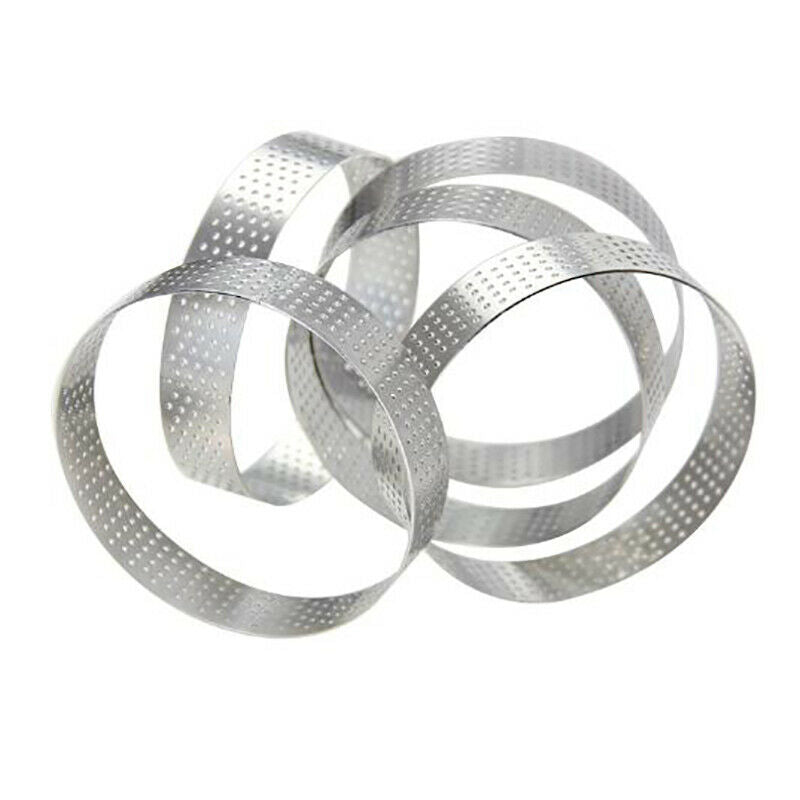 Circular Stainless Steel Porous Tart Ring Bottom Tower Pie Cake Mould Bakin J3Z6