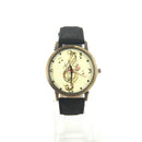 Ladies Music Symbol Pattern Leather Strap Wrist Watches black Q5F4