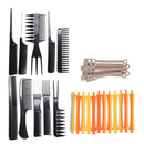 10pcs Hair Styling Design Comb Set with 12pcs Hair Curling Perm Rod Curler