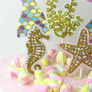5pcs/set cute mermaid tail starfish coral seahorse cake toppers party supplie TO