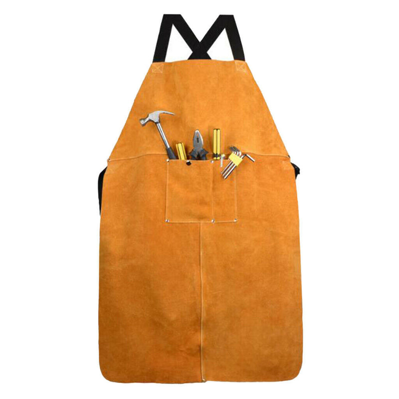 Adjustable Welding Bib Apron  Resistant Soldering Clothing Apron Brown