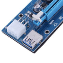 Only Card 6pin Express PCI-E USB3.0 1x to 16x Extender Riser Card BTC Mining New