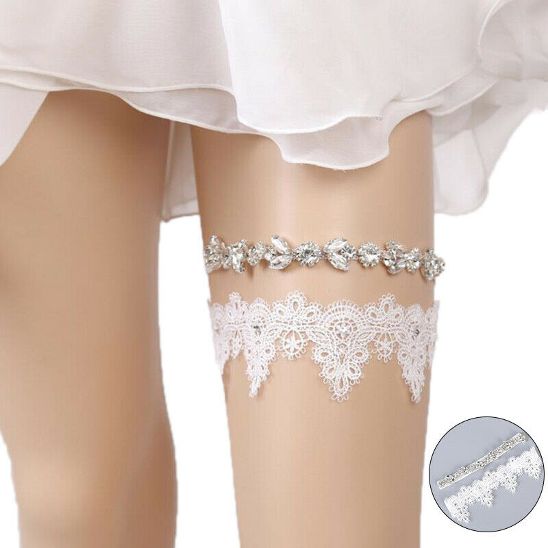 Women Rhinestone Lace Leg Wedding Garter Thigh Ring Belt Bridal Accessories P Gw