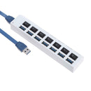 7 Ports USB 3.0 Hub AC Power Adapter Cable with On/Off Switch for PC Laptop