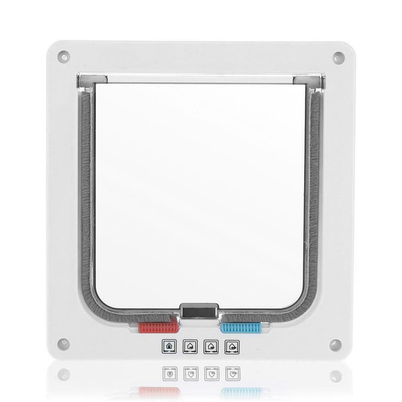 4 Way Lockable Dogs Cat Security Flap Door Kitten Puppy Pet Gate (White XL) A