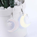 1 Pair New Iridescent Acrylic Crescent Moon Earrings Rainbow Statement Earring