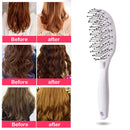Curved Anti-Static Hair Massage Comb Salon Wet Dry Styling Brush (White) A