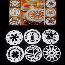 6pcs Plastic Round Cake Stencils Cookie Fondant Mold Christmas Baking Decor