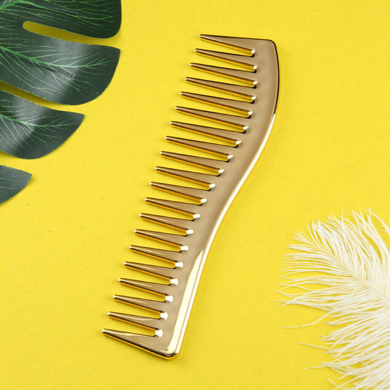 Anti-static Wide Tooth Comb Barber Heat Resistant for Curly Hair Golden