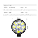 2x 27W 9LED Round Flood Fog Work Light Bar Lamp For Truck Tractor SUV FE TWB Gw