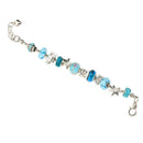 Fashion Women Shell Blue Crystal Glass Beads Chain Bangle Bracelet Wristband