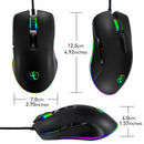 Ergonomic Usb Cable Wired Mouse 800-3200 Dpi Wired with 7 Buttons Rgb Backl