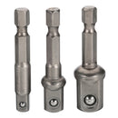 3Pcs Socket Adapter Drill Bits Set Hex Impact Driver Tools 1/4" 3/8" 1/2" Shank