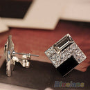 Fashion Crystal Rhinestone Rectangle Ear Stud Elegant Women's Earrings Gift