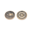 Copper Round Chinese Ethnic Zodiac Cattle Pendant Necklace Men Women Pendant Hn