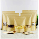 Stand Up Pouch Bags, 100 Pack Kraft Pouch with Tear Notch and Matte Window, Heat