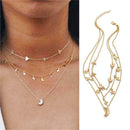 Star Moon Pendant Clavicle Chain Women Multilayer Necklace Jewelry Gift