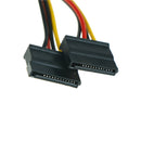 2pcs SATA Power Cable Splitter 4 pin to Serial 15 pin Y Hard Drive Cables18CM -Q