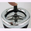Round Push Down Cigarette Ashtray with Spinning Tray, Black