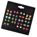 20 Pairs Cute Assorted Multiple Shapes Stud Earrings for Women Earrings Set