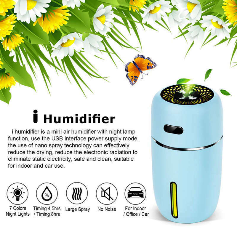 Portable Mini Usb Humidifier,200Ml Ultrasonic Cool Mist Humidifier With 7 C V5N9