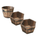 Set of 3 Wooden Flower Pots Succulent Planter Mini Size for Office Bar
