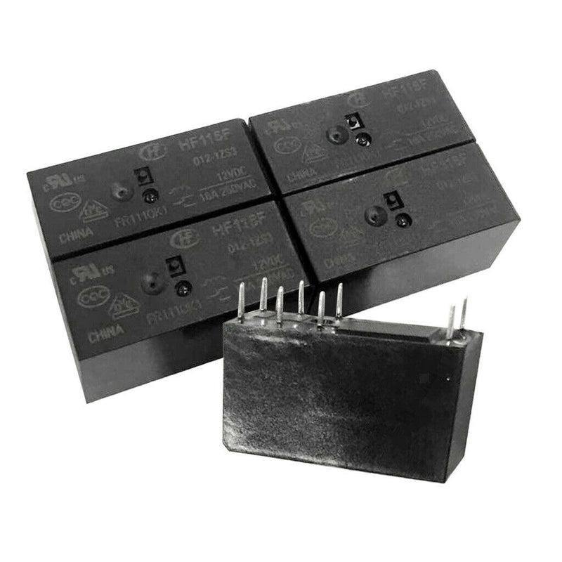 5pcs Small Mini Electrical Power Relay, HF115F10A (1 ON, 1 OFF), 8 Pins Power