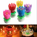 Musical Charming Lotus Flower Rotating Happy Birthday Party Gift Lights Candle J