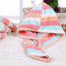 Rainbow Strips Hair Towel Quick Magic Dry Hat Cap Twist Head Towel X7E4