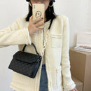 Lattice Women Messenger Bag Small Square Shoulder Crossbody Handbag (Black)