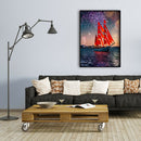 Red Sailboat 5D DIY Full Round Drill Diamond Painting Mosaic Handmade Craft
