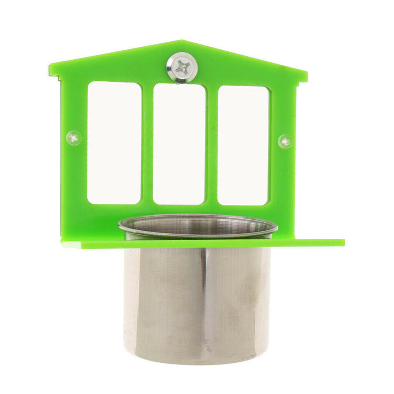 Stainless Cup Pet Bird Cage Water Food Bowl Feeder Drinker Feeding Stand Cup