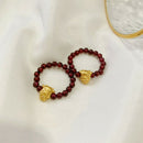 2021 New Year Finger Ring Adorable Cattle Red Garnet Rope Ring Jewelry Gift