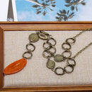 Long Necklace Acrylic Alloy Lobster Buckle Necklace Geometric Fancy Stone P