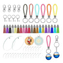 146pcs Leather Tassel Keychain Charms Jump Rings Acrylic Keyrings Blanks Crafts