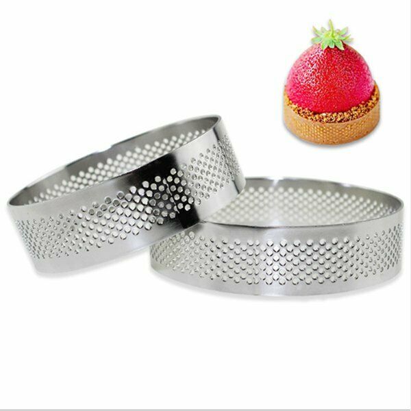 Circular Stainless Steel Porous Tart Ring Bottom Tower Pie Cake Mould Bakin J3Z6
