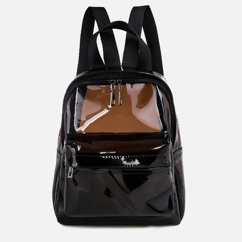 Clear Transparent Women Backpacks Jelly Teenage Girl Boys Schoolbag (Black)