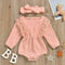 2pcs Clothes Set Baby Kids Girls Solid Color Rompers+Headband (Pink 12-18M) A