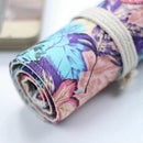 Maple Leaf Canvas School Pencil Case 36 Holes Roll Pencilcase Large Pen Bag