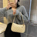 Women Lattice Pattern Shoulder Underarm Bag PU Casual Handbag Totes (Khaki)