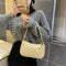 Women Lattice Pattern Shoulder Underarm Bag PU Casual Handbag Totes (Khaki)