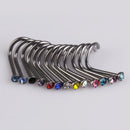 20Pcs Screw Nose Hoop Ring Studs Surgical Steel Rhinestone Body Piercing Jewelry